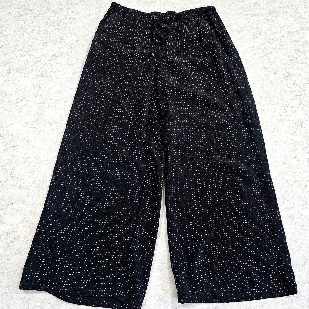 Eileen Fisher Morse Code Wide Leg Cropped Pants Black White Petite Small